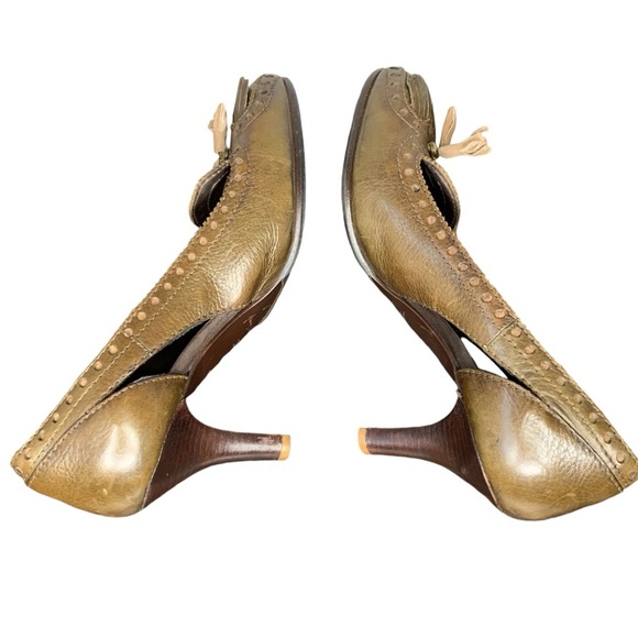Henry Beguelin 40’s style army green leather pump w‎ khaki tassel. Size 6.5 - Picture 8 of 16